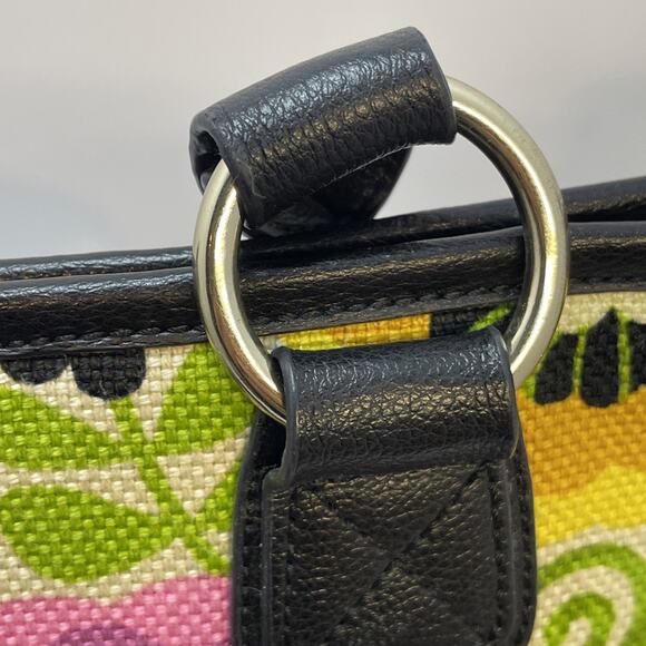 Spartina 449 Purple & Green Floral Linen/Leather Beach Bag or Weekender Tote XL - Picture 6 of 15